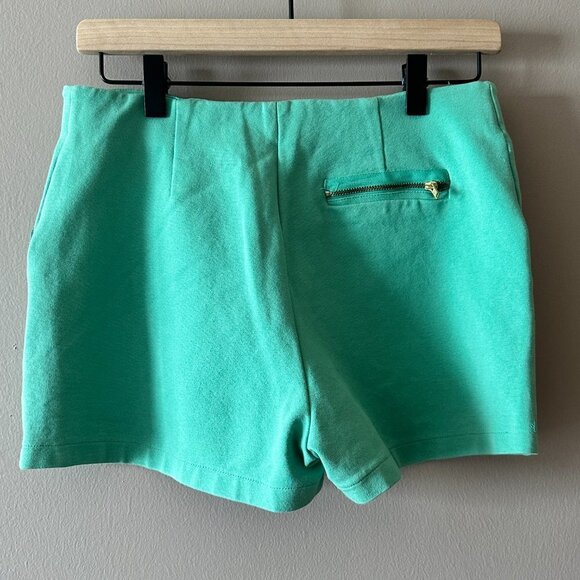 Women's L Zara Collection Cotton Blend Shorts SeaForm Green Zippers High Rise - Picture 3 of 11